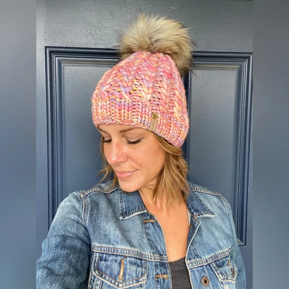 Hand knit Merino Wool Beanie Hat